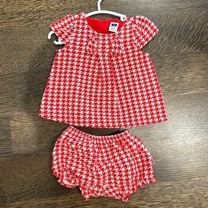 Janie and Jack red and white houndstooth holiday matching set
